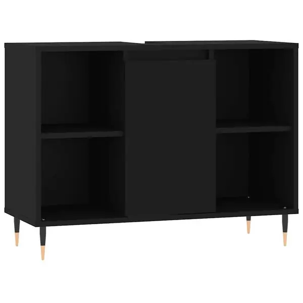 Säker betalning vidaXL Badrumsskåp svart 80x33x60 cm konstruerat trä