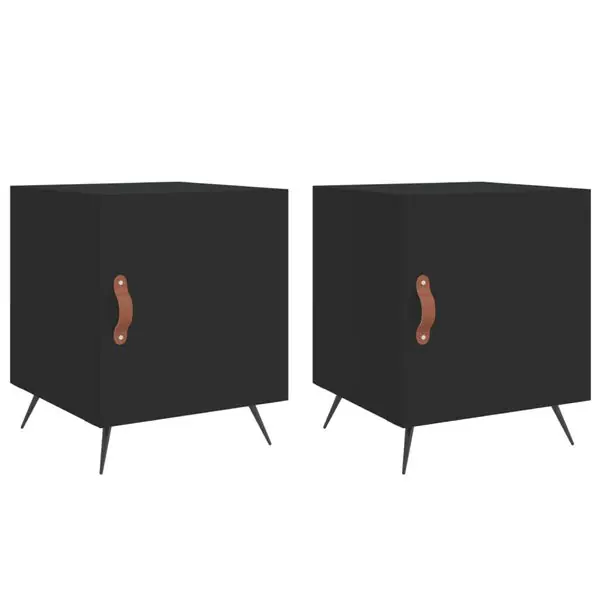 vidaXL Sängbord 2 st svart 40x40x50 cm konstruerat trä Outlet