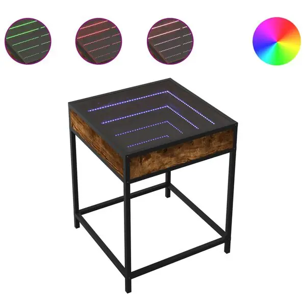 Populär vidaXL Sängbord med Infinity LEDs rökfärgad ek 40x40x51 cm