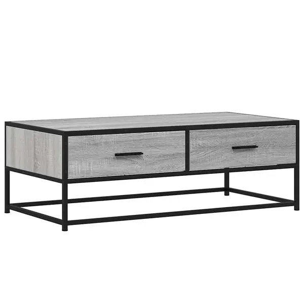 vidaXL Soffbord grå sonoma 100x50x35 cm konstruerat trä och metall Fri frakt