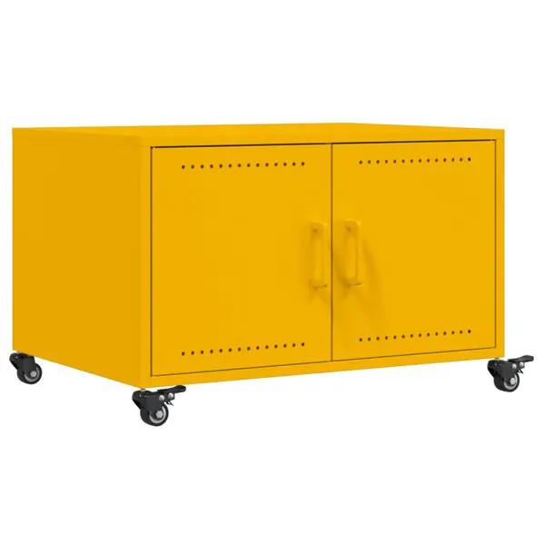 vidaXL Soffbord senapsgul 68x50x43,5 cm stål Reapris