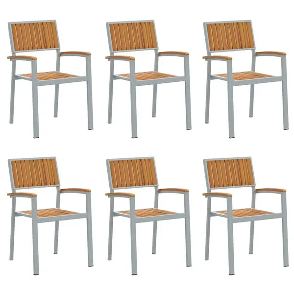 Rabatter vidaXL Stapelstol 6 pcs Brun 56 x 57 x 87 cm Massivt Akaciaträ