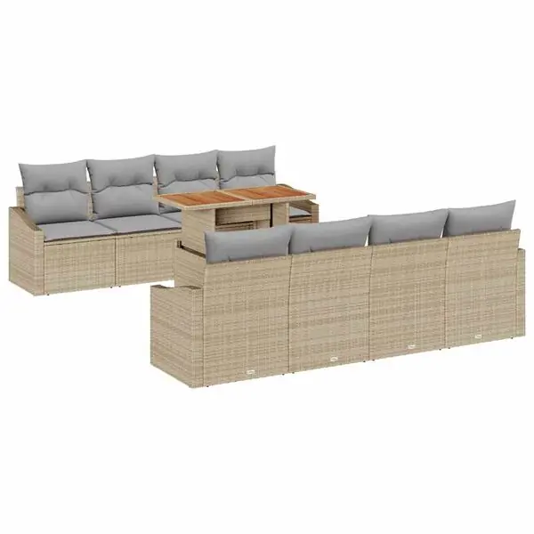 Begränsad tid vidaXL Trädgårdsoffset med lagring 9 pcs Beige Poly rattan