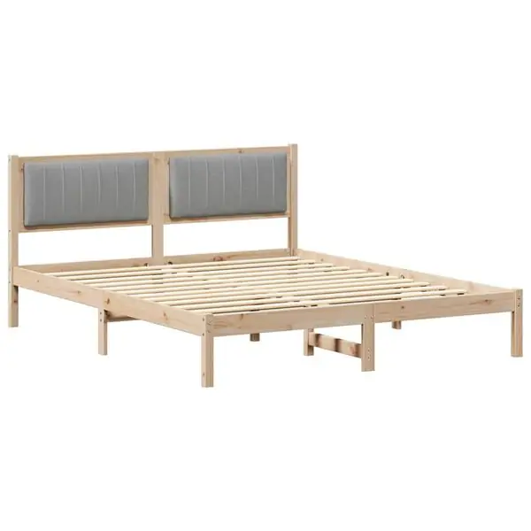 Begränsad tid vidaXL Sängram med Klädd Huvudgavel Ljusgrå 160 x 200 cm Massiv furu