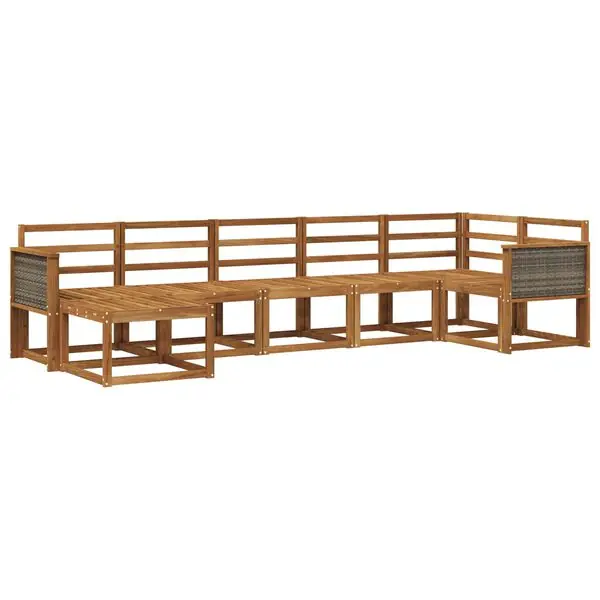 Populär vidaXL Utomhussoffset 7 pcs Naturlig Massivt Akaciaträ