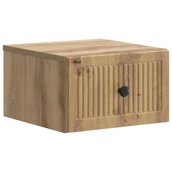 Billigare vidaXL Väggmonterat Sängbord med låda Artisan-ek 33 x 34,5 x 20 cm