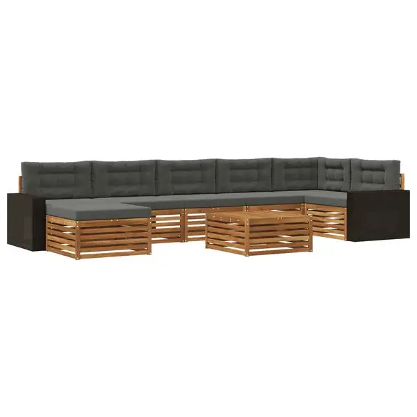 vidaXL Utomhussoffset med kudde 8 pcs Naturlig och Antracit Beställ nu