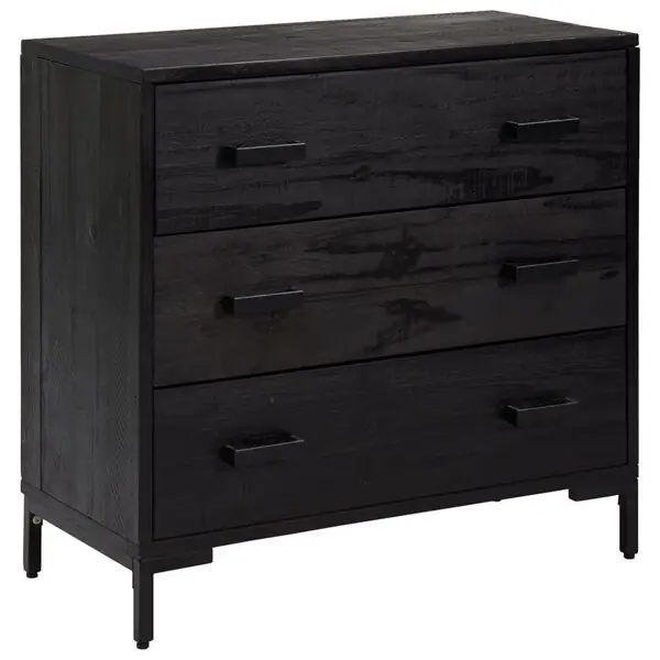 vidaXL Byrå svart 75x35x70 cm massiv furu Trygg betalning