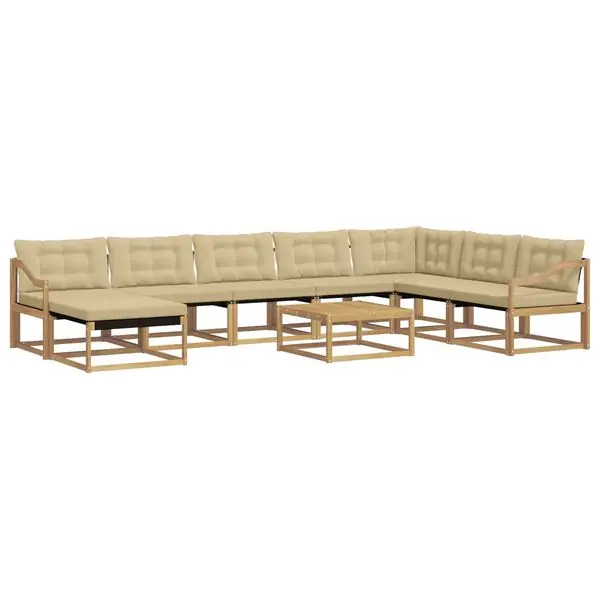 vidaXL Utomhussoffset 9 pcs Vit och Beige 79 x 79 x 37 cm Snabb leverans