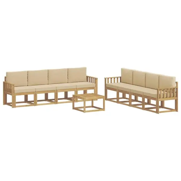 risnedsättning vidaXL Utomhussoffset med kudde 9 pcs Vit och Beige