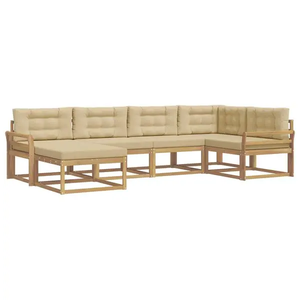 vidaXL Utomhussoffset med kudde 5 pcs Vit och Beige Polyester Säker betalning