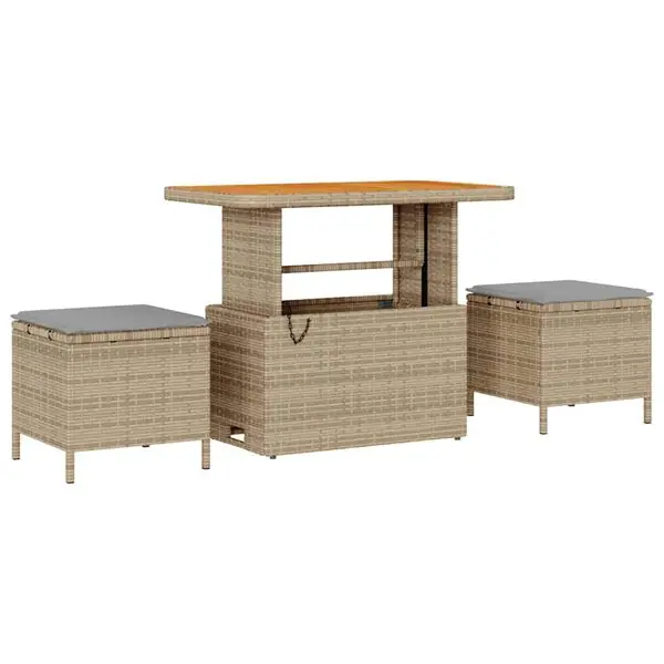 vidaXL Trädgårdsmöbelset Beige konstrotting Begränsat antal