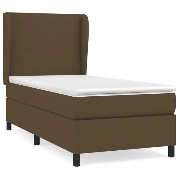 vidaXL Ramsäng med madrass mörkbrun 90x190 cm tyg Rea