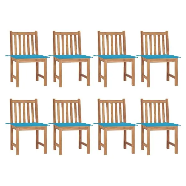 vidaXL Trädgårdsstolar 8 st med dynor massiv teak Premium