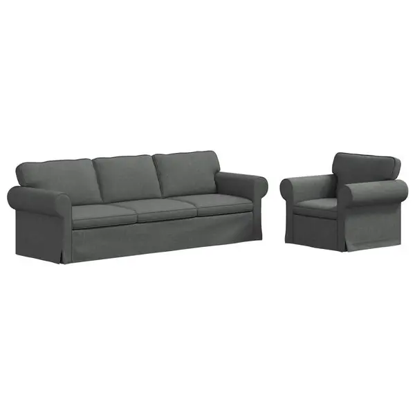vidaXL Soffset 2 pcs Mörkgrå 245 x 82 x 80 cm tyg I lager
