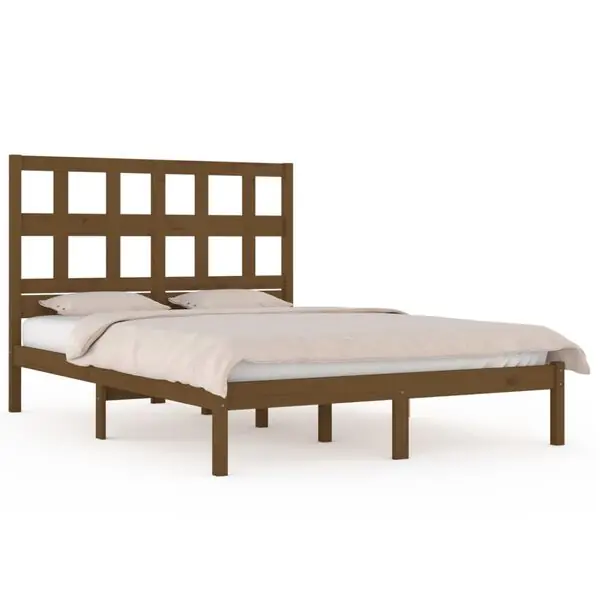 vidaXL Sängram honungsbrun massiv furu 200x200 cm Snabb frakt