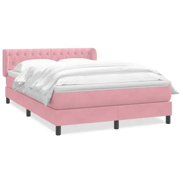 vidaXL Ramsäng med madrass rosa 160x210 cm sammet Köp online