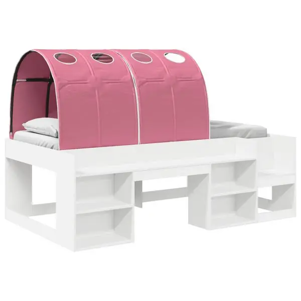 Populär vidaXL Sängram med tunnel med hylla 3 pcs Vit och rosa Konstruerat trä