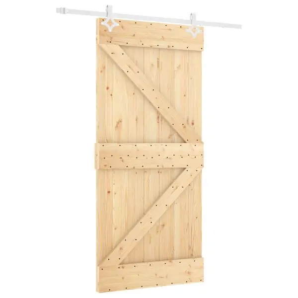 Rea vidaXL Skjutdörr Naturlig och vit 100 x 210 cm Massiv furu