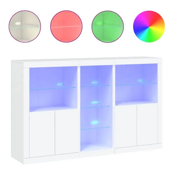 vidaXL Skänk med LED-belysning vit 162x37x100 cm Rabatt