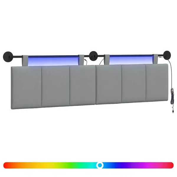 vidaXL Hängande sänggavel Med LED-lampa Ljusgrå Tyg Populärt val