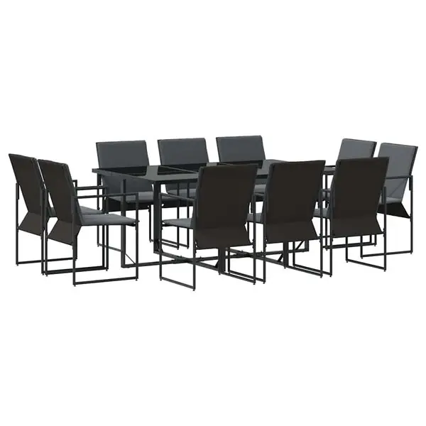Erbjudande vidaXL Trädgårdsmöbelset 11 pcs Svart Stål