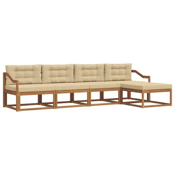 vidaXL Utomhussoffset med kudde 5 pcs Naturlig och Beige Populärt val