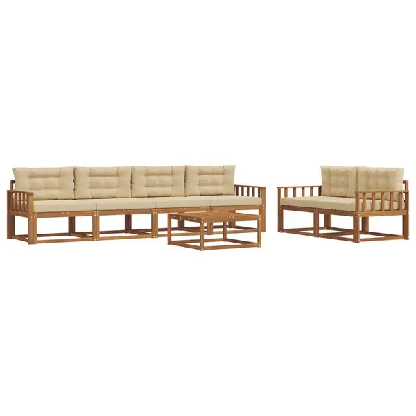 vidaXL Utomhussoffset med kudde 7 pcs Naturlig och Beige Kundfavorit