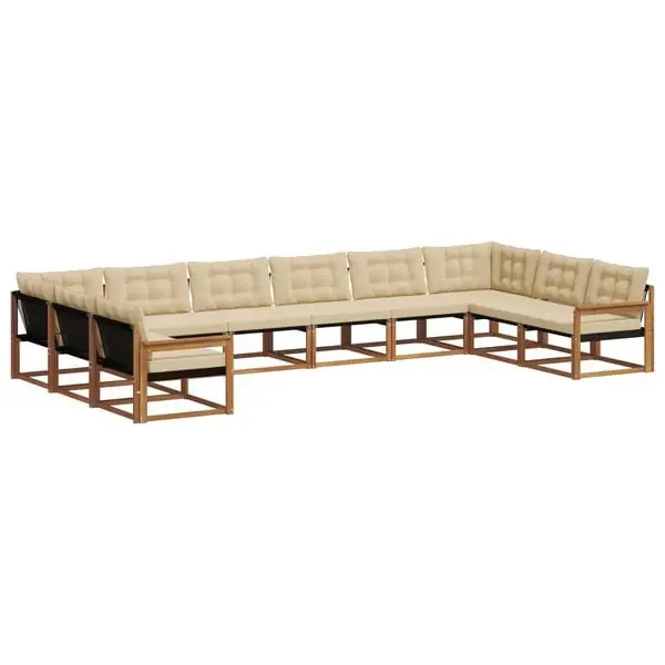 Trygg betalning vidaXL Utomhussoffset med kudde 10 pcs Naturlig och Beige