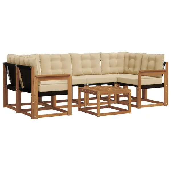 vidaXL Utomhussoffset med kudde 7 pcs Naturlig och Beige Utförsäljning