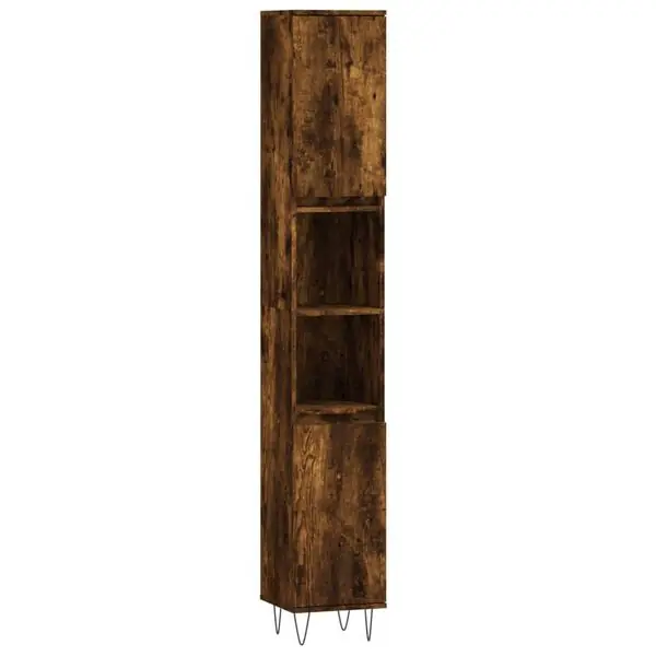 Fynd vidaXL Badrumsskåp rökfärgad ek 30x30x190 cm konstruerat trä