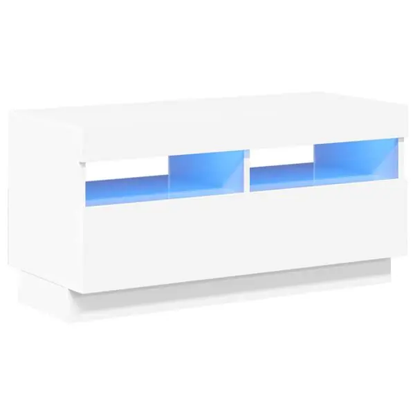 Bästa pris vidaXL TV-bänk med LED-belysning vit högglans 80x35x40 cm