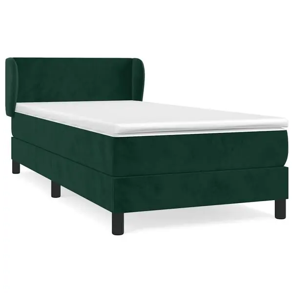 vidaXL Ramsäng med madrass mörkgrön 90x200 cm sammet Extra rabatt