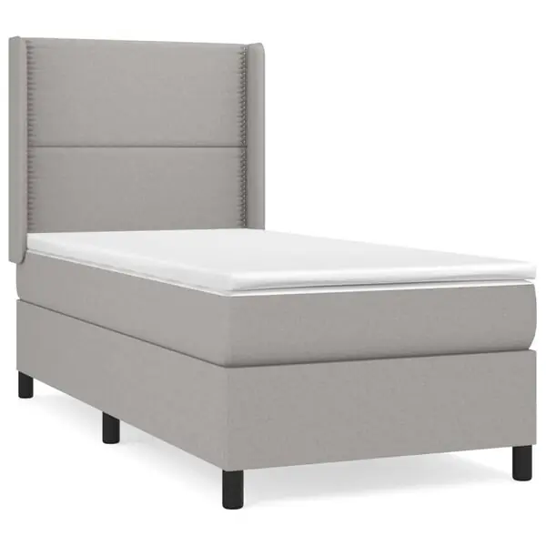 Nyhet vidaXL Ramsäng med madrass ljusgrå 90x190 cm tyg