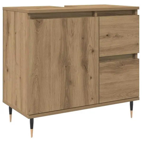 vidaXL Badrumsskåp artisan ek 65x33x60 cm konstruerat trä Bästa pris