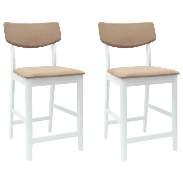 Rea vidaXL Matstolar 2 pcs Vit 48 x 49 x 95 cm Massiv Gummiträ