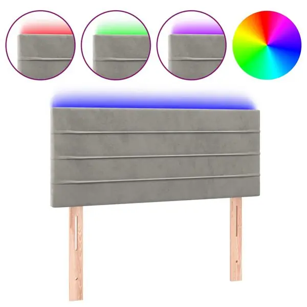 Nyhet vidaXL Sänggavel LED ljusgrå 80x5x78/88 cm sammet