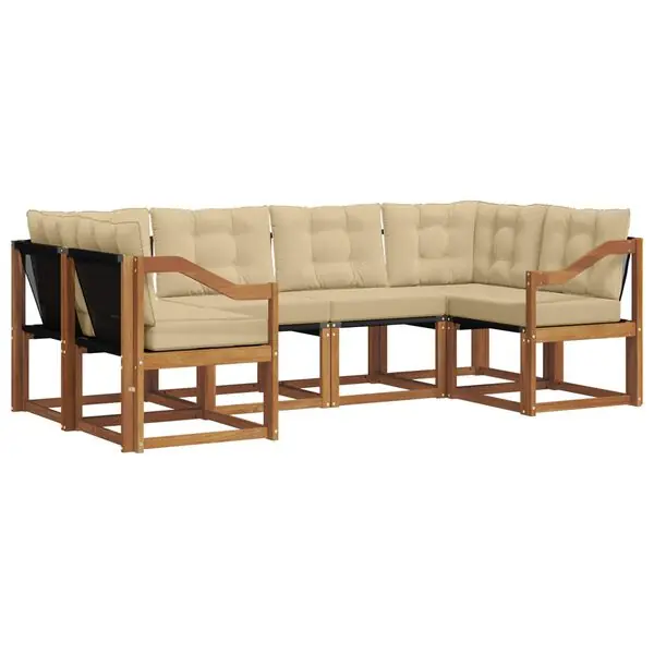 Erbjudande vidaXL Utomhussoffset med kudde 6 pcs Naturlig och Beige