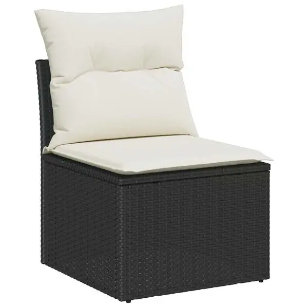 I lager vidaXL Trädgårdsoffset med lagring 3 pcs Svart och vit Poly rattan