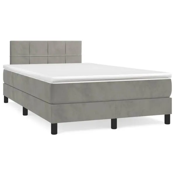 vidaXL Ramsäng med madrass ljusgrå 120x200 cm sammet Rabatt