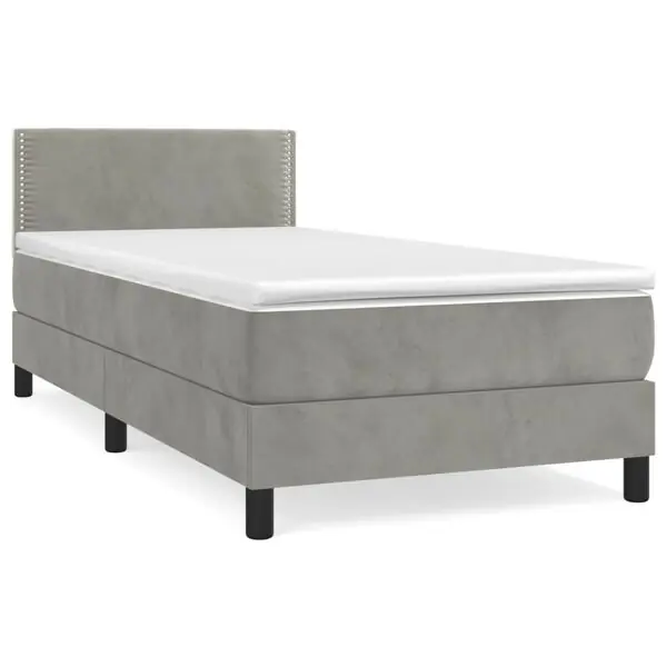 vidaXL Ramsäng med madrass ljusgrå 90x200 cm sammet Beställ idag