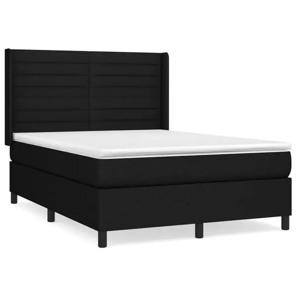 vidaXL Ramsäng med madrass svart 140x200 cm tyg Kundfavorit