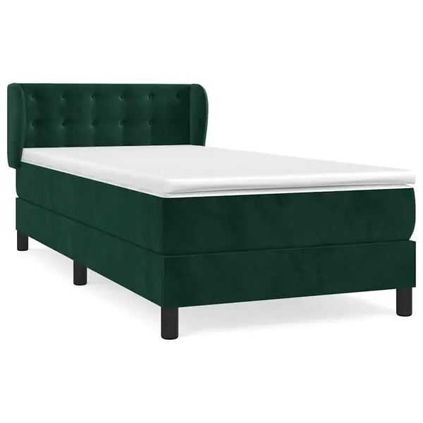 Fynd vidaXL Ramsäng med madrass mörkgrön 90x200 cm sammet
