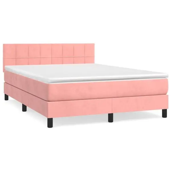 Sänkt pris vidaXL Ramsäng med madrass rosa 140x190 cm sammet
