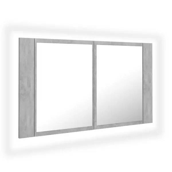 Billig vidaXL Spegelskåp med LED betonggrå 80x12x45 cm akryl