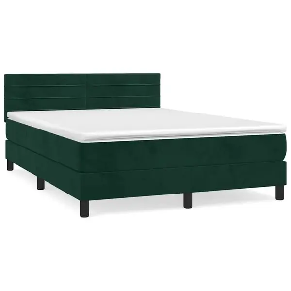 Rabatt vidaXL Ramsäng med madrass mörkgrön 140x200 cm sammet