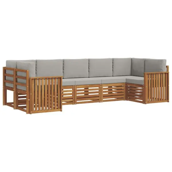 vidaXL Sektionsoffgrupp med kudde 7 pcs Naturlig och Ljus Grå Extra rabatt