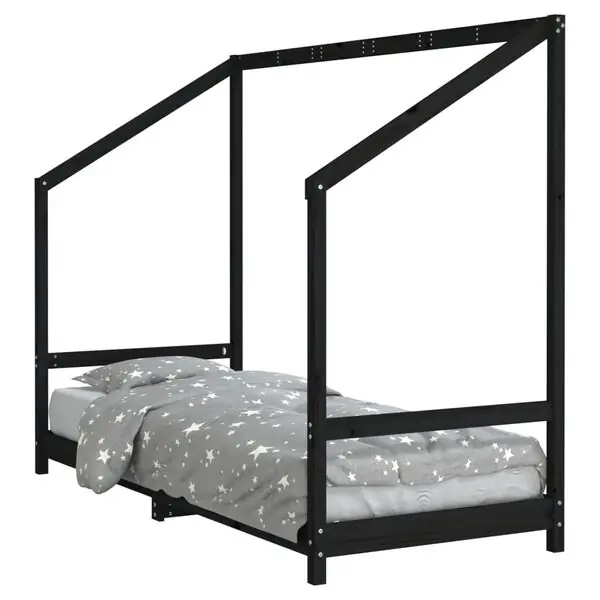 vidaXL Sängram för barnsäng svart 80x200 cm massiv furu Begränsat antal