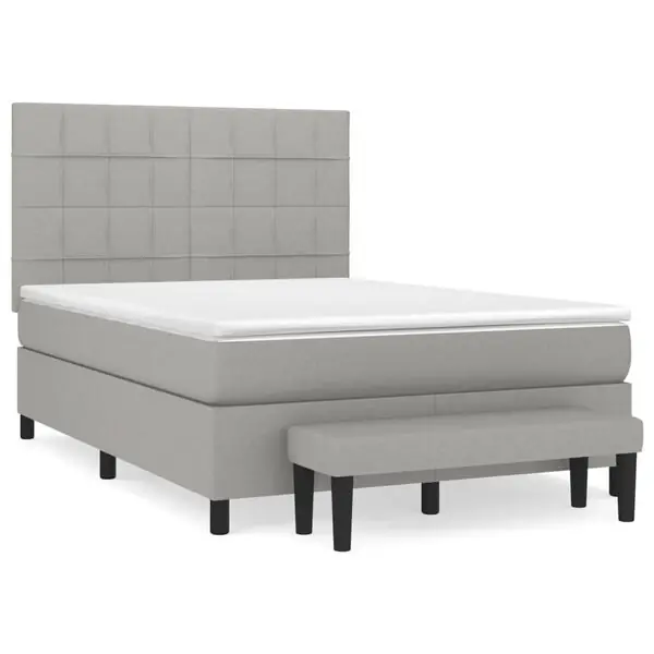 vidaXL Ramsäng med madrass ljusgrå 140x200 cm tyg Rabatter