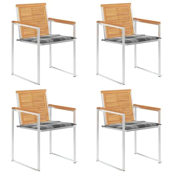 Fynd vidaXL Trädgårdsstolar med dynor 4 st massiv teak